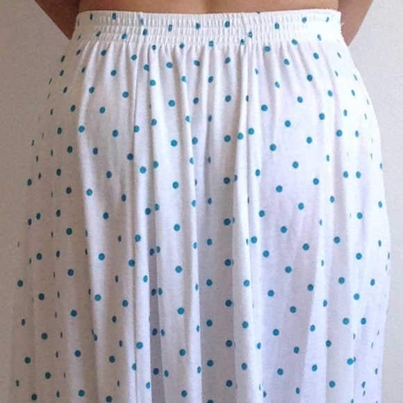 VINTAGE Mr. K - White Skirt With Blue Polka Dots - Picture 9 of 10
